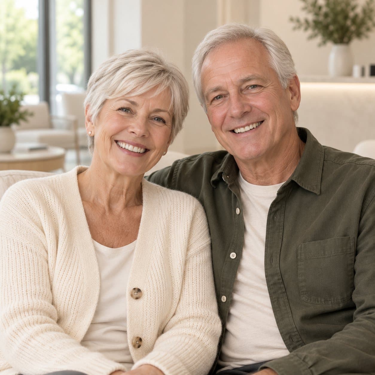 A couple smiling together